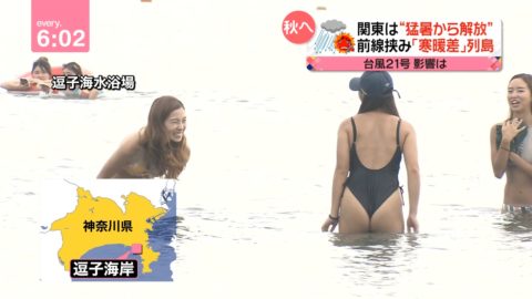 【画像】海水浴客のTバック生ケツを放送した日テレニュースの抜けるエロ画像80枚・4枚目