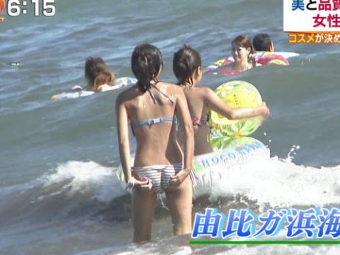 【TVキャプ】報道番組で映ったビーチの光景、たまにマジでエロいのあるよな？ｗｗｗｗｗｗ(34枚)